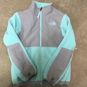 Mint Green and grey North face Jacket